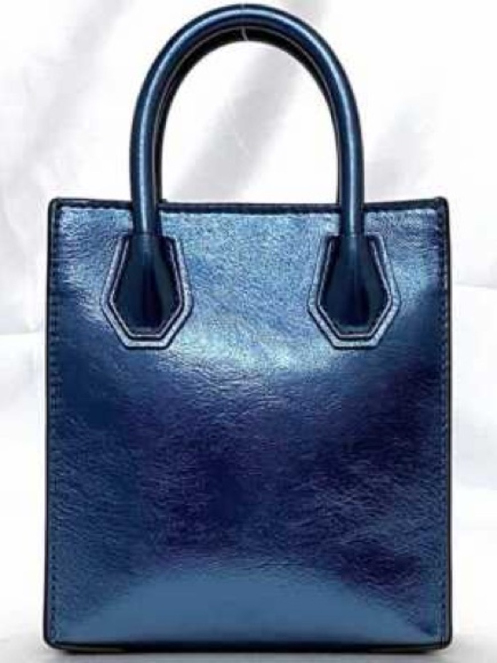 Michael Kors XS Mercer Metallic Navy Blue leather Mini Satchel crossbody NWOT - Picture 14 of 16